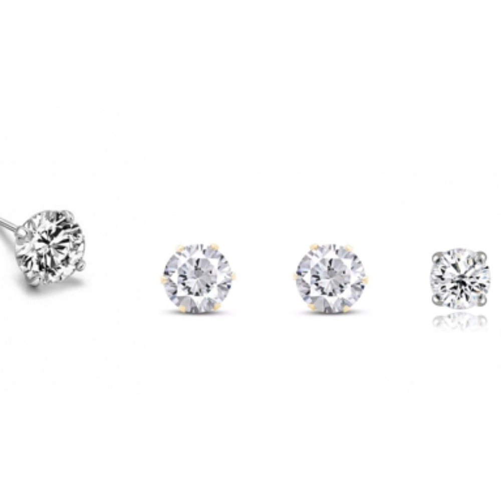 *LOT of 3* Round Cubic Zirconia Stud Earrings Set